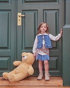 Colete Infantil Jeans Com Babados Momi