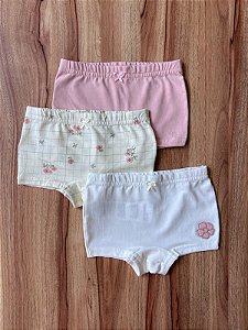 Kit Calcinha Quadriculado Flor Nini Bambini