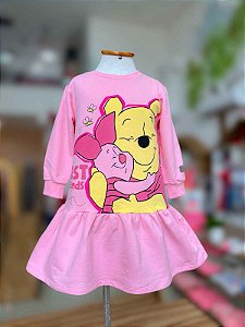 Vestido Infantil De Moleton Pooh  Rosa Bimbi