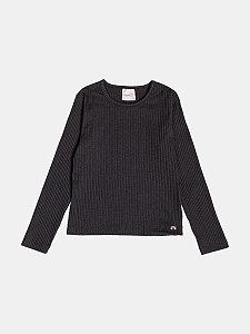 Blusa Infantil Basica Canelada Preto Momi