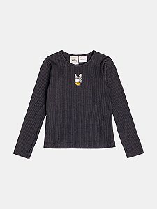 Blusa Infantil Canelada Daisy Preto Momi