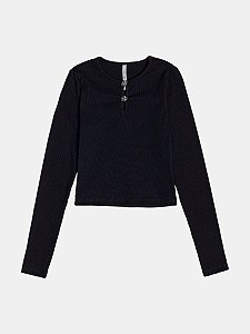 Blusa  Essential Manga Longa Preto Authoria