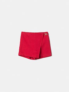 Shorts Saia Infantil Moletom Vermelho Anime