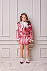 Conjunto Infantil Tweed Xadrez Vermelho/off Anime