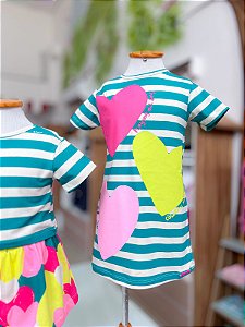 Vestido Infantil Listras Verde Bimbi