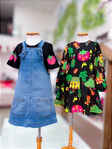 Salopete Jeans Com Bolsos Infantil Bimbi