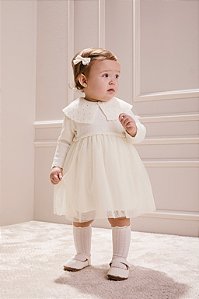 Vestido Bebe Trico Com Saia Off White Anime