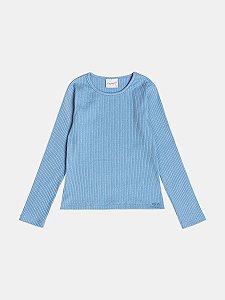 Blusa Infantil Basica Canelada Azul Momi