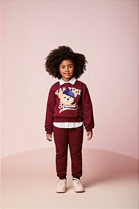 Conjunto Moletom Infantil Cramberry Ursinho Momi