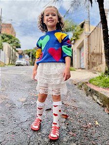 Meia 3/4 Sweet Like Coraçoes Cantarola