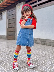 Meia 3/4 Arco Iris (coracao E Estrela) Cantarola