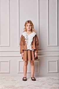 Saia Em Suede Infantil Marrom Caramelo Anime