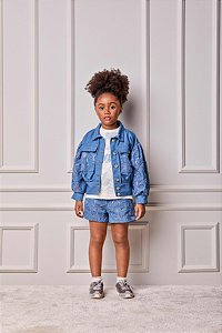 Jaqueta Jeans Infantil Flores Tule Anime