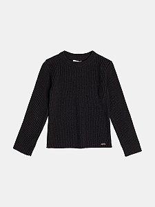 Blusa Infantil De Tricot Basica Preto Momi