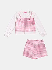 Conjunto Infantil Tweed Rosa Momi