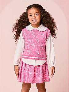 Conjunto Infantil Tricot Rosa Hello Kitty Momi