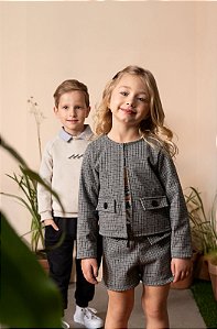 Casaco Infantil Xdrez P&b Nini Bambini