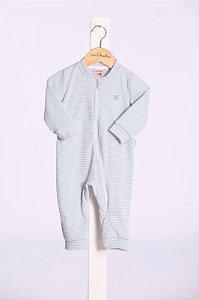 Macacao Bebe Azul Listras Nini E Bambini