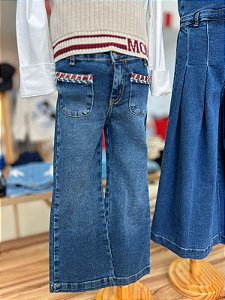 Calca Jeans Flair Tricot Bolsos Anime