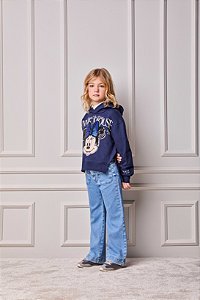 Calca Jeans Clara Infantil Bolsinhos Anime