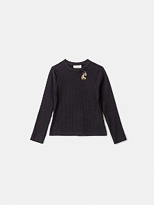 Blusa Infantil Essentials Canelada Preto Anime