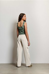 Calça Wide Sarja Off White Authoria