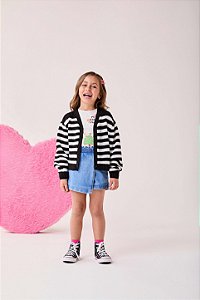 Casaco Trico Infantil Listrado P&b Bimbi