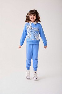 Conjunto Infantil De Moletom Azul Frozen Bimbi