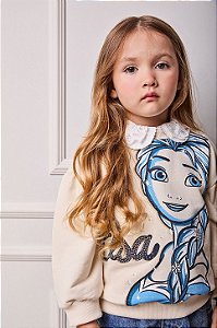 Casaco Moletom Infantil Elsa Bege Vanilla Anime