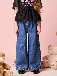 Calca Jeans Infantil Com Lacos Jeans Momi