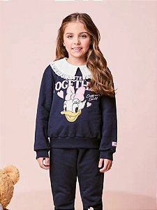 Conjunto De Moletom Infantil Daisy Marinho Momi