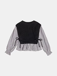 Colete Tricot Com Camisa Preto Momi