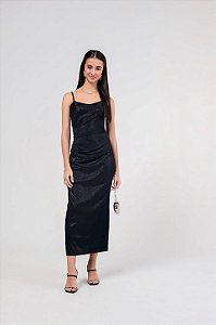 Vestido Com Brilho Preto Brune Bobbyluu