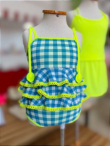 Maio Baby Zoe Babados Quadriculado Azul Siri