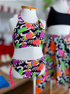 Biquini Cropped Kids Rose Caju Siri Kids