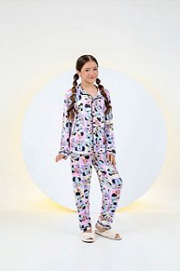 Pijama Infantil Suede Aberto Minnie Lilás