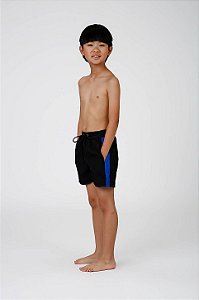 Short Kids Preto Listra Azul Siri