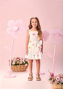 Conjunto Infantil Bordado Flores Coloridas Momi