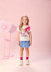 Shorts Saia Infantil Com Pregas Jeans Momi