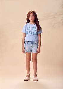 Blusa Style Infantil Azul Frances Anime