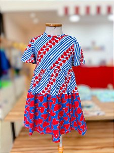 Vestido Infantil Listras Coracoes Bimbi