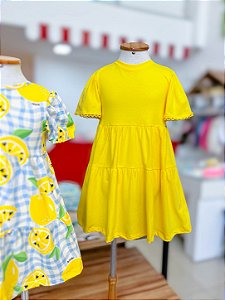 Vestido Infantil Rendinha Amarelo Solar Bimbi