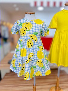 Vestido Infantil Limoes Xadrez Bimbi