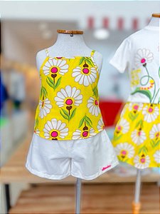 Conjunto Infantil Bata Amarela E Shorts Bimbi