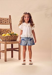Shorts Jeans Infantil Bolsos Frontais Anime