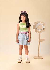 Saia Jeans Infantil Com Bolso Cargo Momi