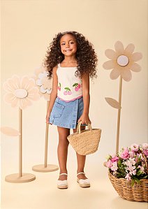 Shorts Saia Infantil Jeans Com Bolso Jeans