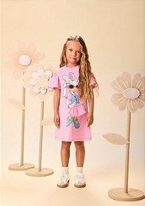 Vestido Infantil Daisy Saia De Tule Rosa Momi