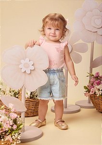 Body Bebe Strass E Borboletas Rosa Momi
