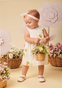 Vestido Bebe Laise Bordado Limao Momi